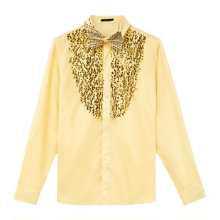 套装彩色亮片衬衫裤子舞台演出服歌手男士衬衣大合唱表演主持服装