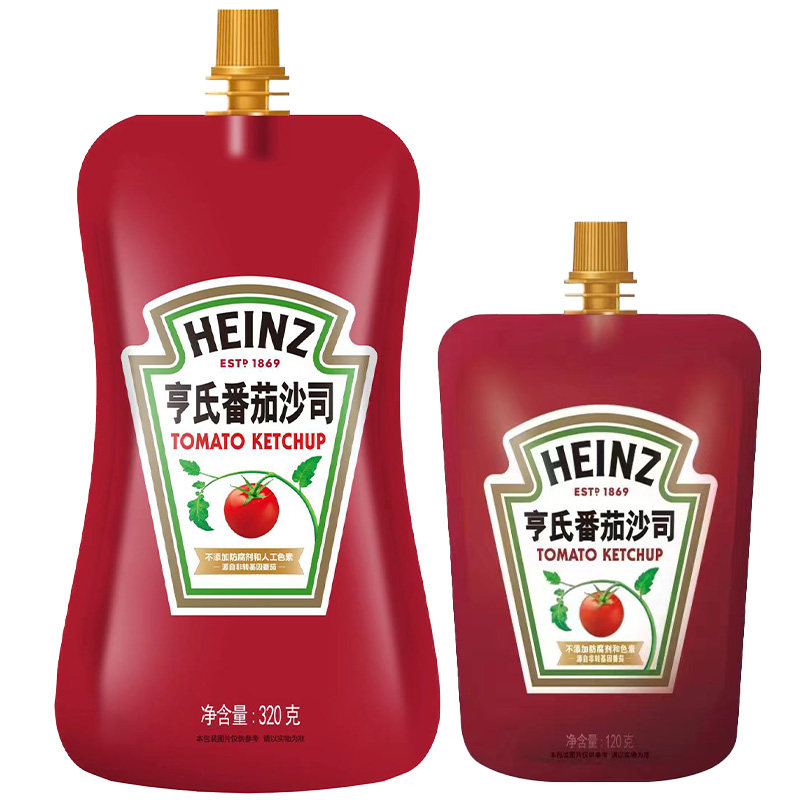 亨氏0脂肪番茄酱番茄沙司320g家用挤压袋小包装薯条披萨手抓饼酱