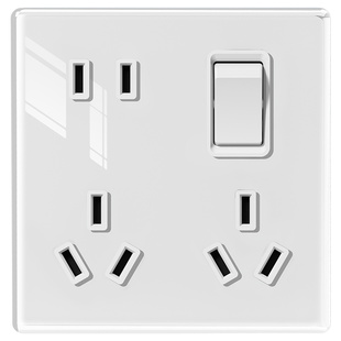 钢化玻璃暗装86型一开八孔插座面板大功率1开8孔带开关厨房专用