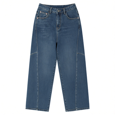 2025年冬季加绒弯刀直筒牛仔裤女