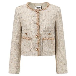 SHRO ENRO 2026春季新款高级哑金蕾丝纱粗花呢外套连衣裙两件套装