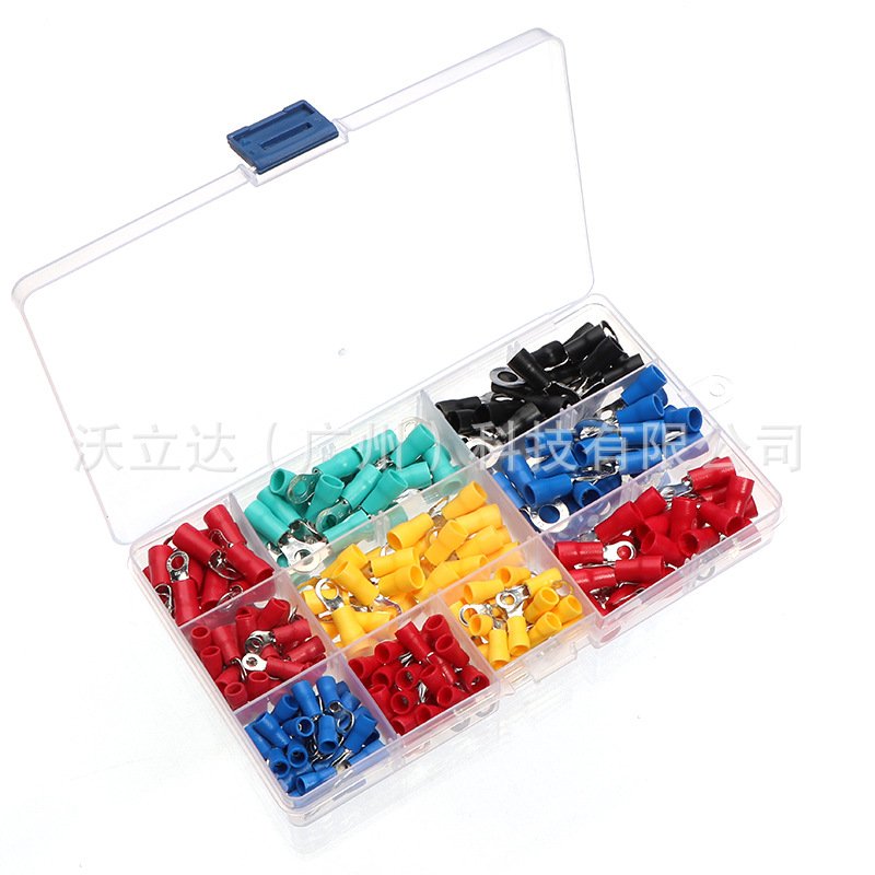 直销 245pcs冷压接线端子盒装 圈状预绝缘接线端子铜端子组合