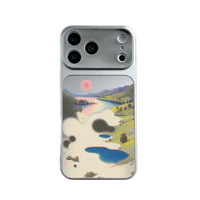 水墨山水画湖畔手机壳镜面适用苹果iPhone17promax苹果16pro梦幻15补妆镜子13艺术141211简约15promax复古