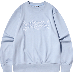 BEASTER刺绣图案圆领卫衣男美式秋季新款重磅390g宽松套头上衣