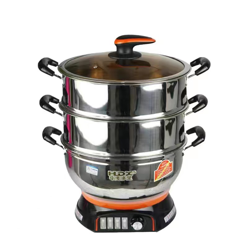 华龙多星电热锅多功能不锈钢家用电炒锅电煮锅多用锅火锅锅食品级