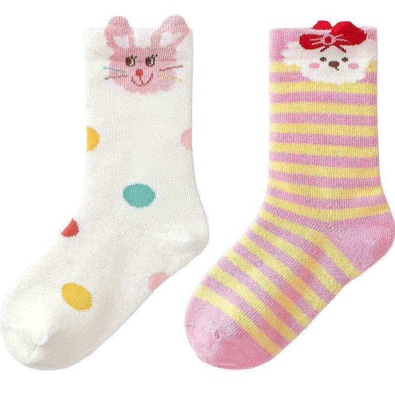 【商场同款】巴拉巴拉儿童袜子秋冬男女棉袜宝宝萌趣中筒袜两双装