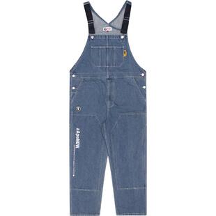 Aape男装秋款猿人徽章字母刺绣牛仔背带裤休闲长裤6758XXG