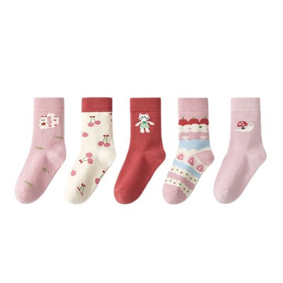 【超值5双装】六指鼠女童袜棉袜