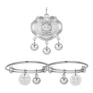 潮宏基生肖马足银吊坠银饰手镯童镯本命年新生周岁礼物儿童宝宝