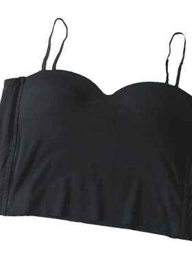 无痕冰丝内衣美背裹胸大码胖mm200斤带胸垫固定乳胶杯吊带背心女