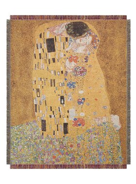 奥地利象征性主义 画家Der Kuss 古斯塔夫·克林姆 金线 吻画框毯