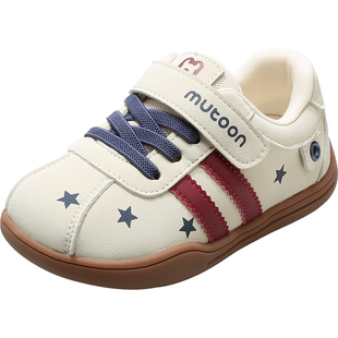 牧童宝宝板鞋男童2025秋冬新款童鞋软底皮面星星德训鞋女童运动鞋