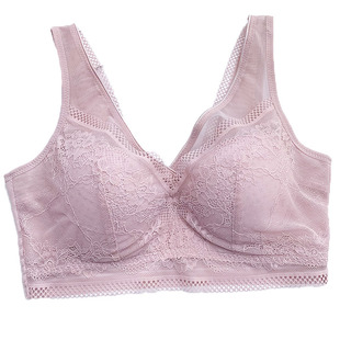 无钢圈收副乳大码无痕内衣女胖mm200斤大胸显小背心式薄款文胸罩