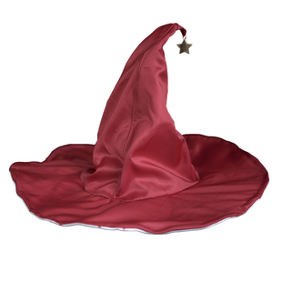 原创赤夜佩洛斯红女巫Lolita万圣节魔女圆点波点拼色巫女魔法帽子