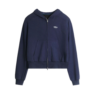 CCKOK 简约纯色正肩拉链连帽卫衣外套2026春季新款运动休闲开衫女