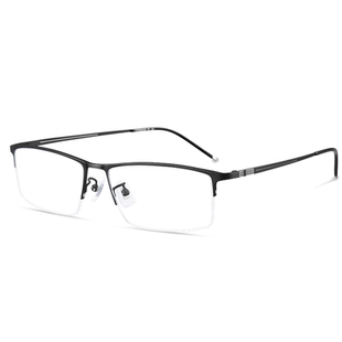 高端纯钛近视眼镜框男士商务半框网上专业配镜变色防蓝光蔡司镜片