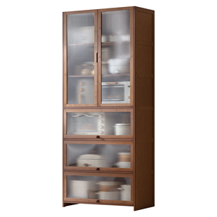 加高厨房置物架落地多层收纳柜子微波炉家用带门多功能橱柜储物柜