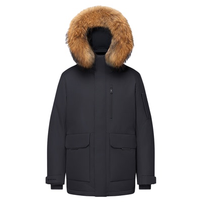 波司登户外极寒中长毛领羽绒服男