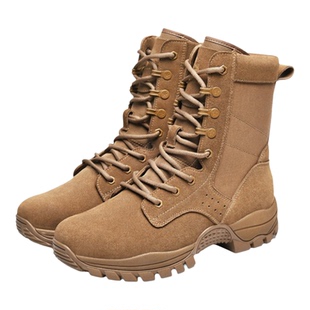 正品金猴男鞋新式防刺穿真皮棕色战靴超轻执勤运动训练登山沙漠靴