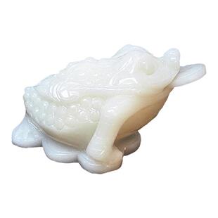 天然白玉石金蟾黄玉金蟾蜍摆件石雕店铺开业礼品酒柜办公桌装饰品
