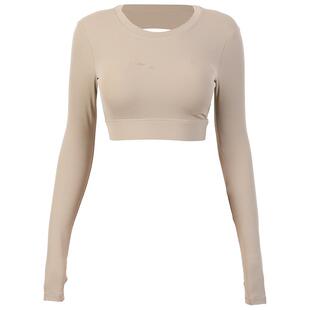 DCW带胸垫运动长袖女紧身显瘦短款性感跑步训练瑜伽服普拉提上衣