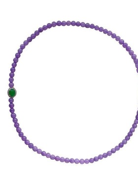 玛瑙圆珠女新中式紫色串珠项链长