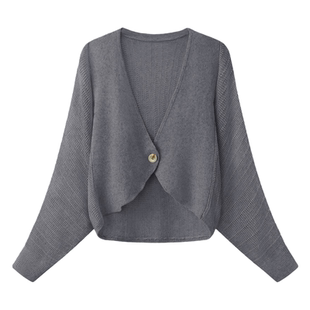 温尔家 天丝亚麻针织衫开衫披肩女宽松透气镂空松弛感春外披上衣