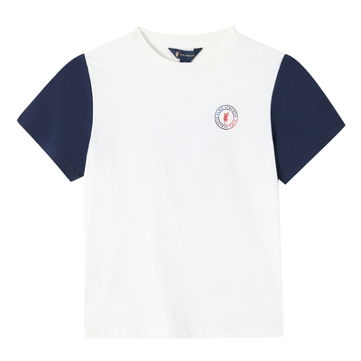 短袖撞色童装男童圆领拼接新品