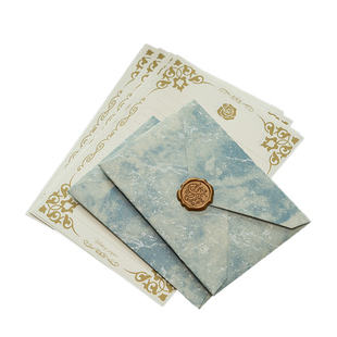 白色情书手写航空信封送男女友高级感鎏金浮雕纹理信封信纸套装多款可选加厚简约送男女友手写情书火漆耐用