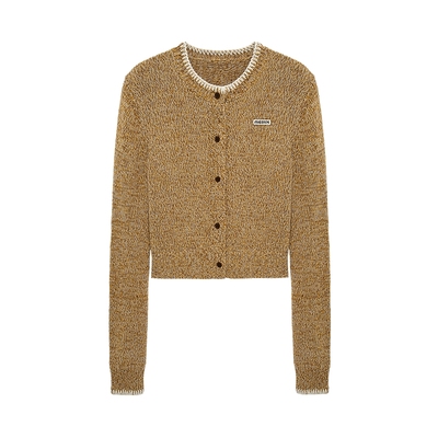 MESUX米岫25冬复古学院风撞色短款含绵羊毛开衫毛针织衫MNWUE512