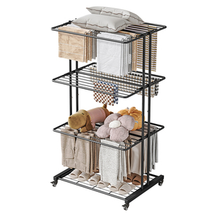 可折叠晾衣架阳台家用落地室内晾衣杆多功能室外户外多层晾晒架子