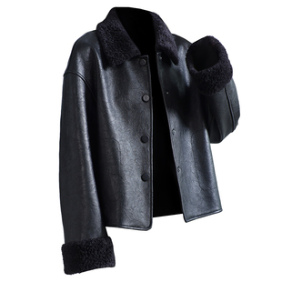 海宁真皮皮衣女2025冬新减龄显瘦鹅绒羽绒服一体羊毛领绵羊皮外套