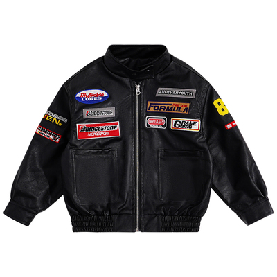 【实体质感】男童酷帅机车皮衣