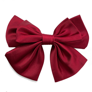 儿童高级感发饰小女孩酒红色蝴蝶结头饰红色礼服搭配女童气质发夹