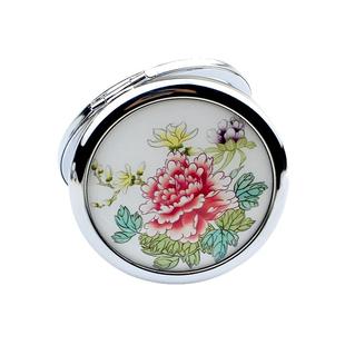 迷你山水双面圆镜可爱金属化妆镜随身便携创意美容小镜子折叠