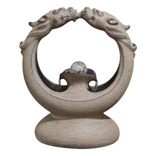 汉韵堂新中式桌面流水摆件办公室招财水晶球装饰水景客厅书房摆设