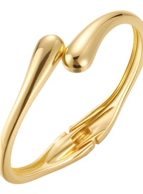 设计师款金色戒指女可调节开口复古高级小众几何造型手环