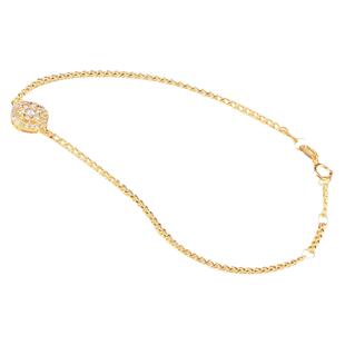 18k金黄金古巴链钻石手链女 侧身链围一圈群镶真钻石细手圈au750