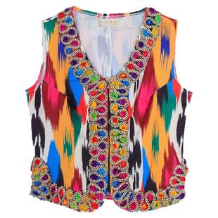 维吾尔族舞蹈服装成人新款背心民族风服饰广场舞坎肩新疆舞马甲女