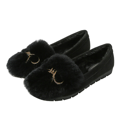 毛毛鞋女外穿厚底加绒兔毛棉瓢鞋