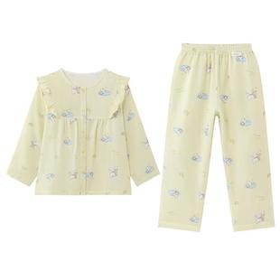 全棉时代儿童纯棉a类纱布透气家居服男女孩宝宝睡衣裤春秋季套装