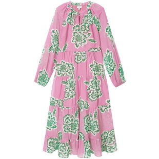 Juicy Couture橘滋连衣裙女26春夏新款度假风花卉印花宽松长裙