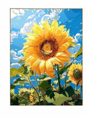 向日葵DIY数字油画丙烯填色