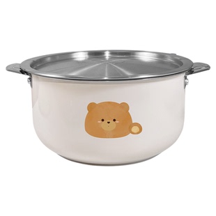 吉美厨小熊盆304不锈钢带盖耳装猪油罐家用可放冰箱辣椒油滤油壶