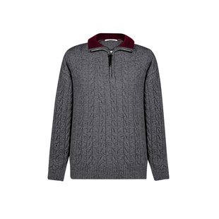 二十二号穿搭老钱风麻花冬季半拉链重磅加厚保暖毛衣内搭男针织衫