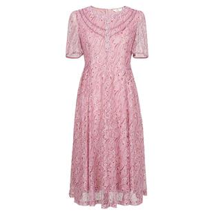 JAN AN NO 简爱诺优雅气质收腰散摆粉色印花连衣裙夏季J2310148LQ