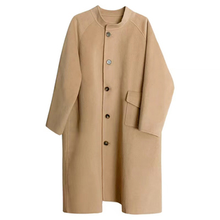 FF BLUE 姜茶大衣 韩妹温暖冬款90羊毛900克重双面尼质感插肩大衣