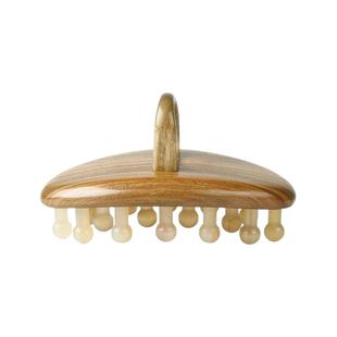 天然檀木牛角梳插齿头疗护全身通用圆盘经络刷脱发头部经络按摩梳