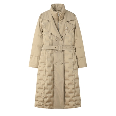 白鹿语涤纶中长款立领羽绒服