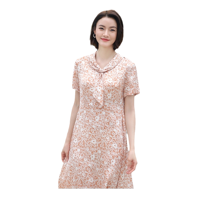 佐尔美高质感 气质时尚波点桑蚕丝中长连衣裙女E32LS79